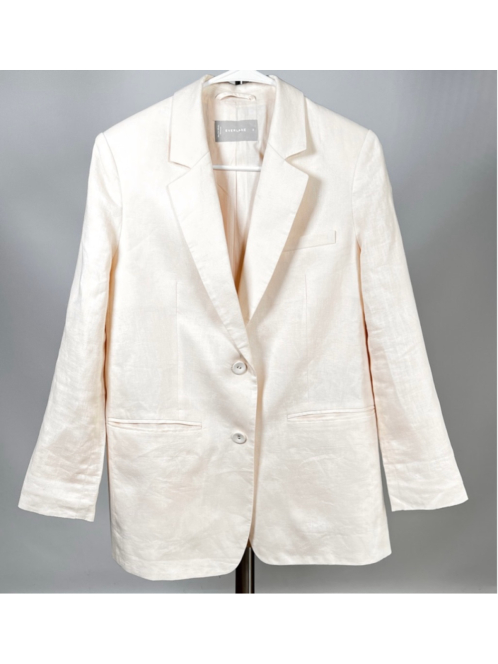 Everlane Womans Jacket Off-White Cream Linen Blazer Size 0